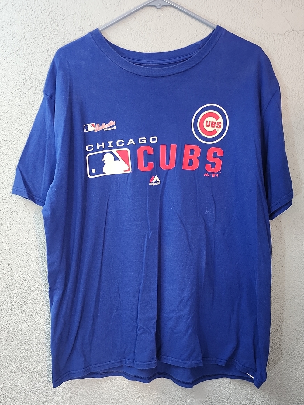 Majestic Royal Blue Chicago Cubs Short Sleeve Tee with Red & White Logos